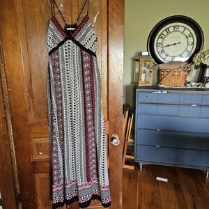 Francesca’s Collection Mi Ami Women’s Size‎ L Border Print Maxi Dress Multicolor